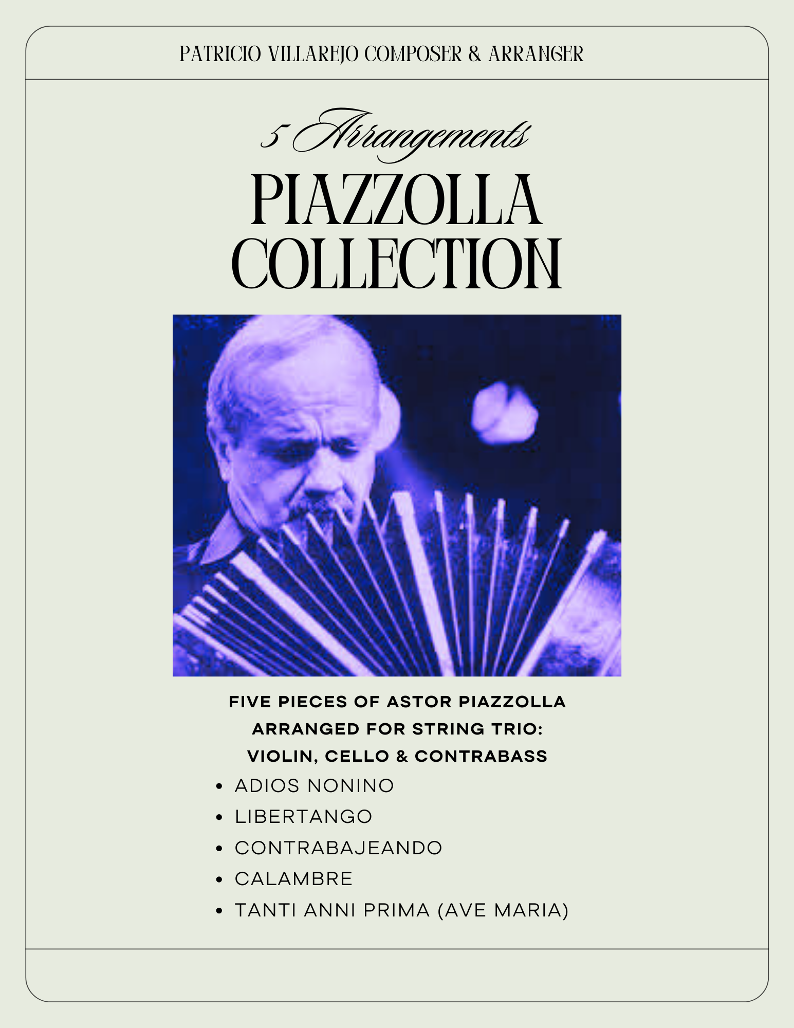 Arreglos de Piazzolla para violín, cello y contrabajo